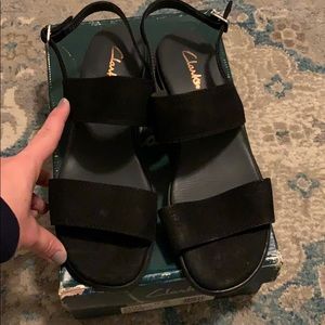 Clarks Black Heeled Sandals